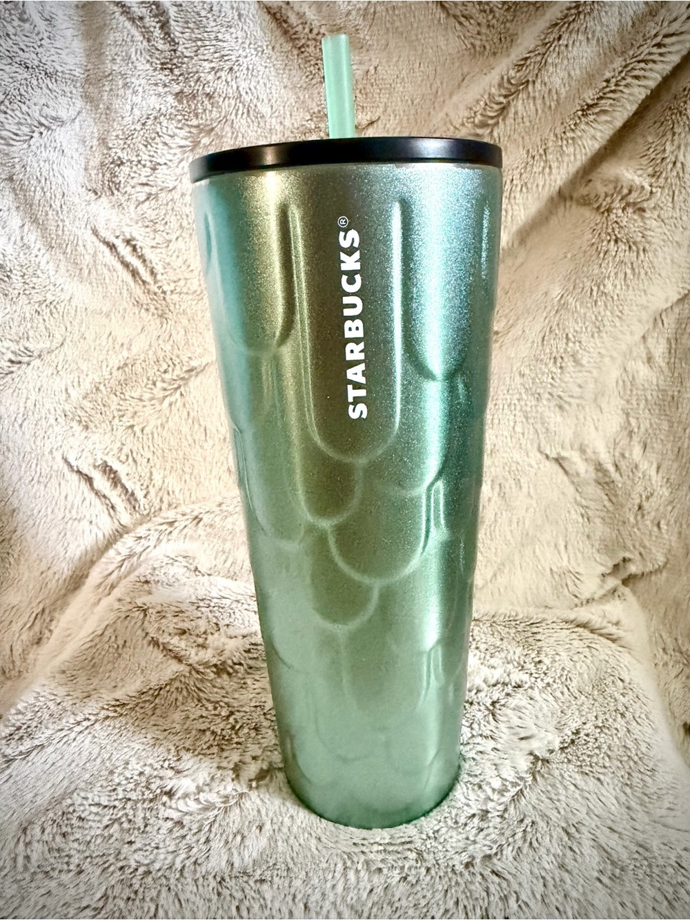 Starbucks Shimmery Mint Green Tumbler with Straw